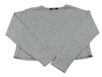 Šedé melírované úpletové crop triko New Look
