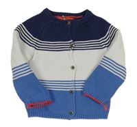 Modro-bílý propínací svetr s proužky Joules