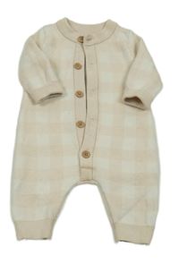 Béžový kostkovaný pletený overal George