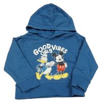 Modrá mikina s Mickey Mousem a kačerem Donaldem a kapucí Disney