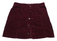 Vínová manšestrová propínací sukně