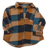 ORanžovo-modro-černá kostkovaná flanelová košile Little kids