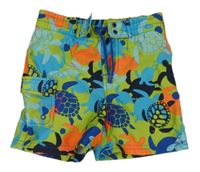 Zelené plážové kraťasy se želvami 