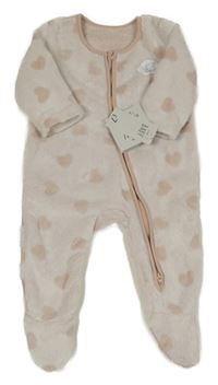 Nový - hnědorůžový chlupatý overal se srdíčky George