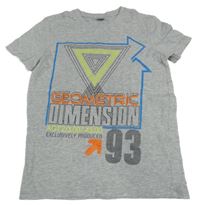 Šedé melírované tričko s potiskem a nápisy Y.F.K.