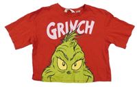 Červené crop tričko s Grinchem H&M