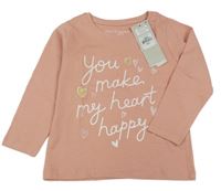 Nové - světlerůžové triko s nápisy Primark