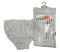 Nové - 5 x bavlněné kalhotky  - 3x bílé se srdíčky + 2x modrobílé pruhované Dunnes Stores 