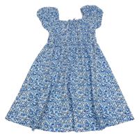Modro-tmavomodré kytičkované šaty Primark 