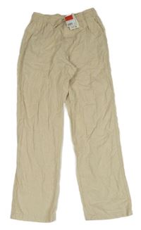 Béžové lněné kalhoty H&M