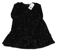 Nové - Černé sametové šaty s flitry LPC Girls