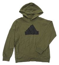 Khaki mikina s logem a kapucí Adidas