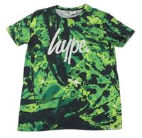 Zeleno-černé vzorované tričko Hype