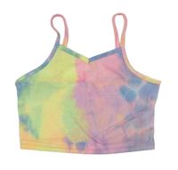 Barevný duhový batikovaný crop top Shein