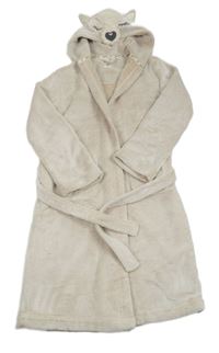 Béžovo-bílý chupatý župan s čumákem na kapuci Mantaray