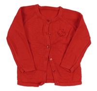 Červený propínací svetr s 3D květem Nutmeg