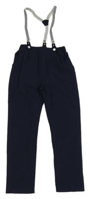 Tmavomodré kalhoty s kšandami SHEIN