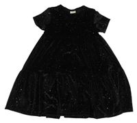 Černé sametové třpytivé šaty F&F