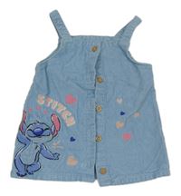 Světlemodré manšestrové laclové šaty se Stitchem Disney