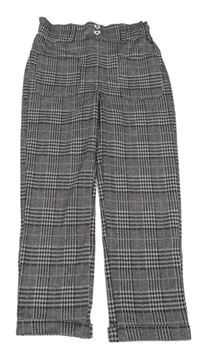 Černo-bílo-růžové kostkované teplákové kalhoty Primark