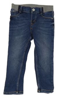 Modré teplákové skinny rifle s úpletovým pasem Denim Co.