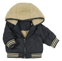 Tmavošedá šusťáková zateplená bunda s kapucí Nutmeg