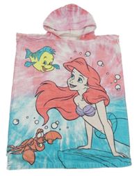 Růžovo-modré froté osuškové pončo s Ariel a kapucí Disney