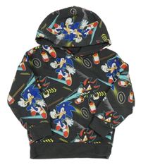 Tmavošedá mikina se Sonicem a kapucí