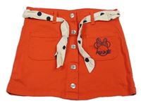 Červená riflová propínací sukně s Minnie s páskem Disney