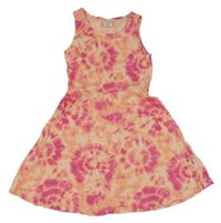 Růžovo-meruňkové batikované bavlněné šaty Page one young