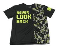 Černo-army funkční sportovní tričko s nápisy ERGEENOMIXX