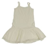 Smetanové šaty s tylovým volánkem 