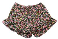 Černo-neonové květované lehké kraťasy Terranova