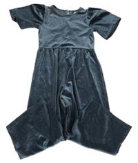 Tmavomodrý žebrovaný sametový kalhotový overal Next