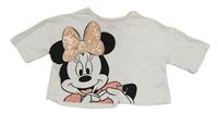 Bílé crop tričko s Minnií Disney