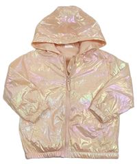 Světlerůžová perleťová šusťáková jarní bunda s kapucí So Cute