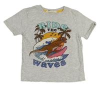 Šedé melírované tričko s dinosaury H&M
