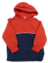 Červeno-tmavomodrá mikina s kapucí H&M