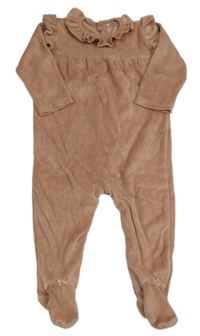 Starorůžový sametový overal s volánky Next 