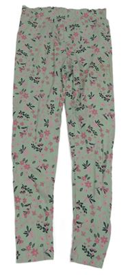 Světlezelené legíny s kytičkami Young Idols