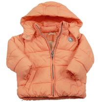 Oranžová šusťáková prošívaná zimní bunda s kapucí Mango