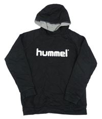 Černá mikina s logem a kapucí Hummel 