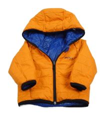 Oranžová šusťáková zimní prošívaná oboustranná péřová bunda s kapucí Hugo Boss