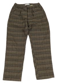 Béžovo-hnědo-černé kostkované kalhoty Zara