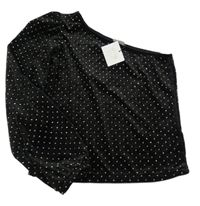 Nové - Černé sametové triko s kamínky a jedním rukávem Zara