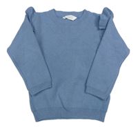 Modrošedý svetr s volánky Primark