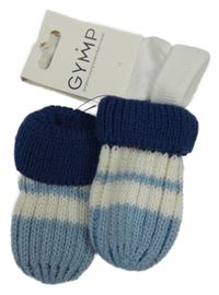 Nové - 2x Modro-bílé pruhované pletené rukavice + bílé ponožky 