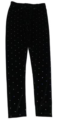 Černé sametové legíny s puntíky Nutmeg