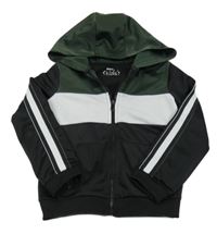 Černo-tmavozeleno-bílá propínací sportovní mikina s kapucí Pep&Co.