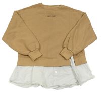 Béžová mikina se všitou halenkou Zara